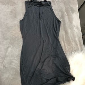 High neck gray dress